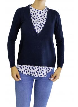 Maglia con camicia fantasia